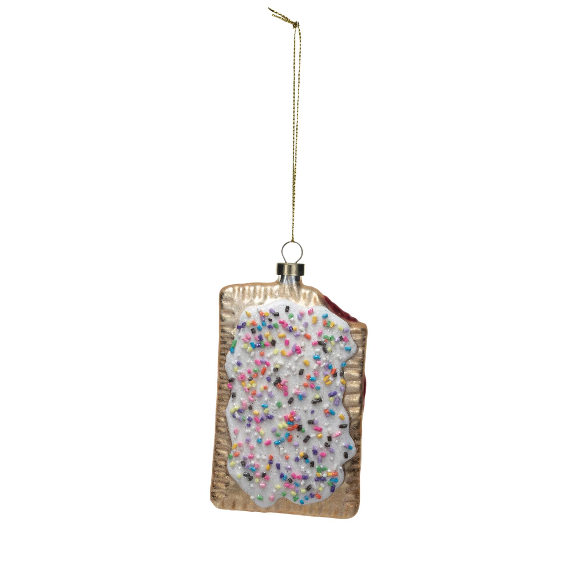 Hello Honey® 4" Glass Toaster Pastry Ornament with Beads & Glitter